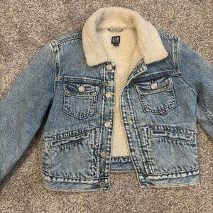 Gap Denim Sherpa Lined Jacket Size M Blue Acid Wash